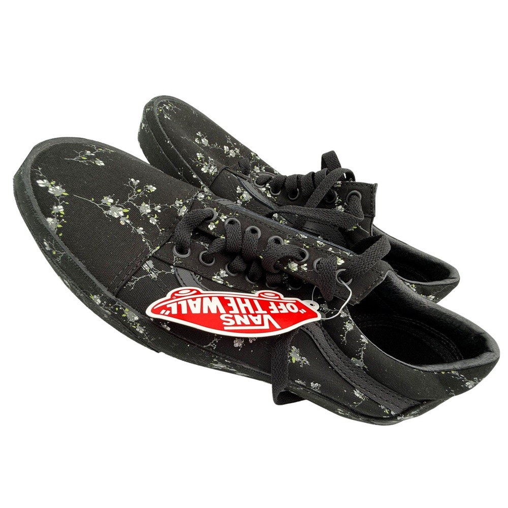 Vans Old Skool Garden Floral Black on Black Sneakers Me 8.5 Women 10 Low Top